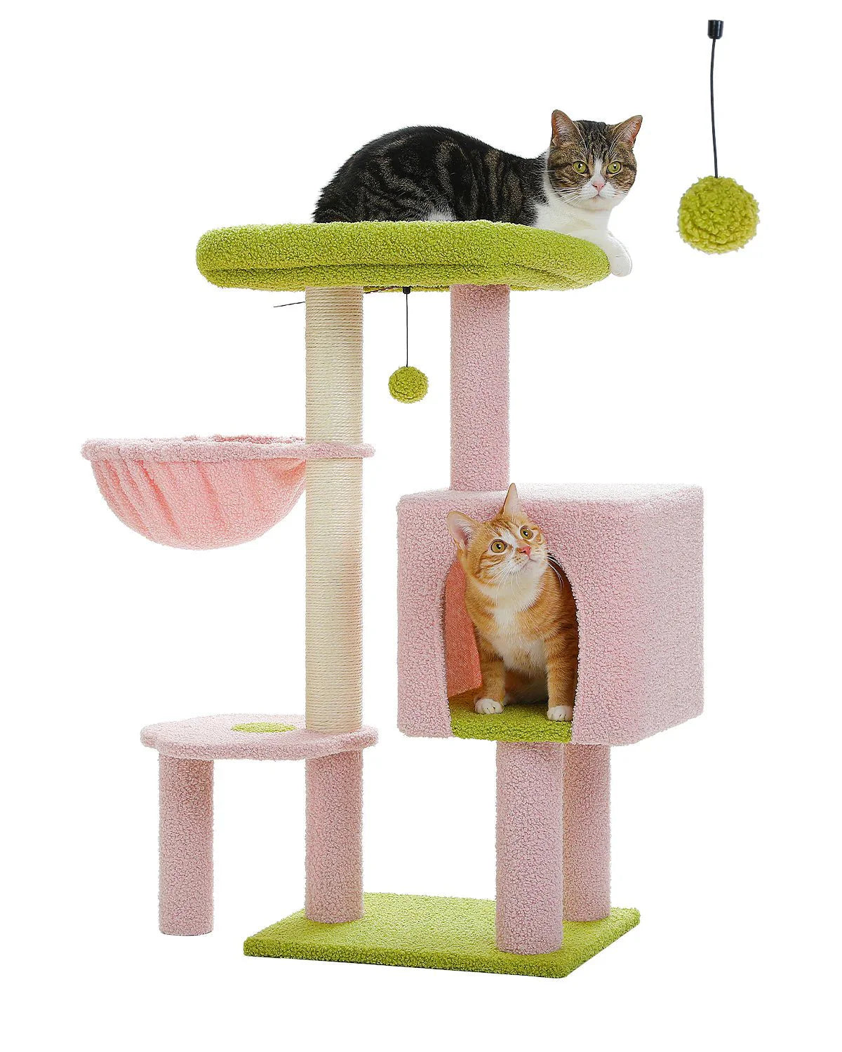 Cat Condo Scratching Post Furniture with Hammock Pink