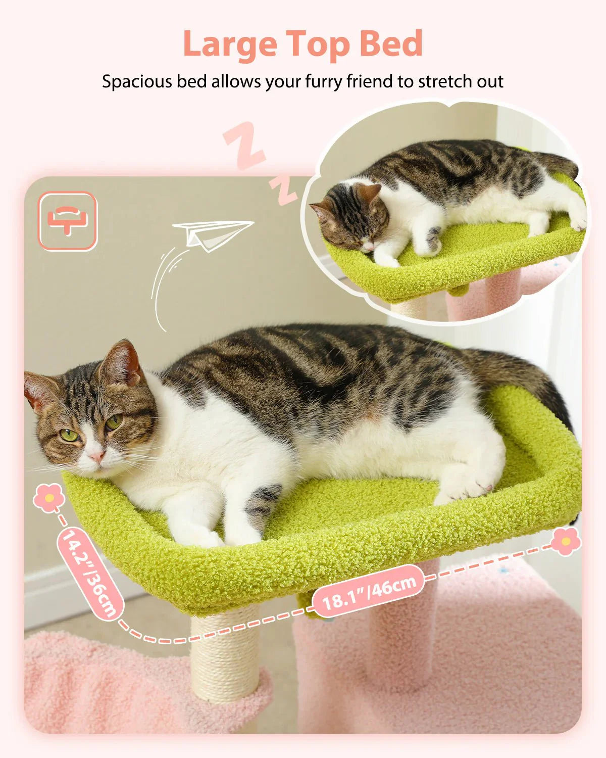 Cat Condo Scratching Post Furniture with Hammock Pink