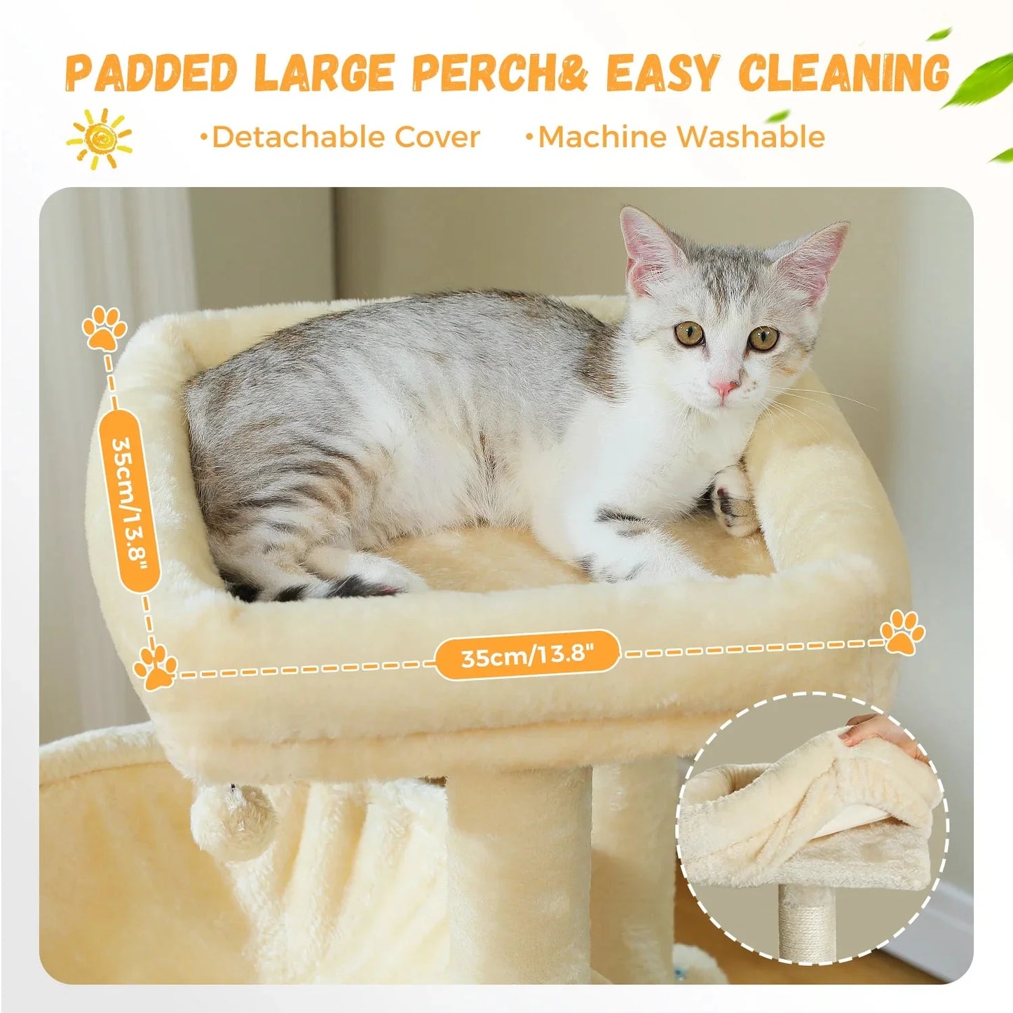 Minimalist 104cm Cat Tree Scratching Tower - Cream-4