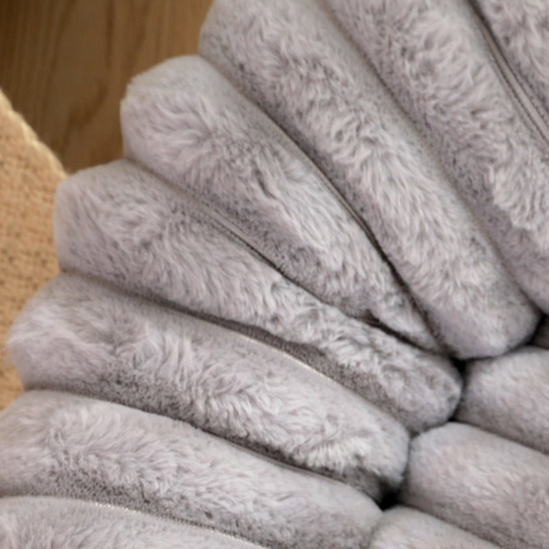 Plush Ribbed Round Pet Bed - Latte-3