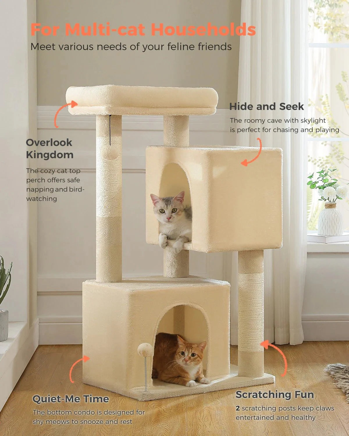 Soft Double Condo Cat Condo - Ivory