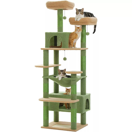 184cm Cat Tree Tower Scratching Post Scratcher Condo House with Bed-0