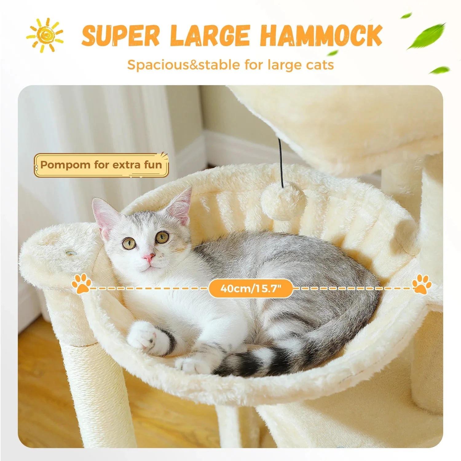 Minimalist 104cm Cat Tree Scratching Tower - Cream-3