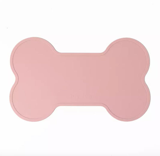 Non Slip Raised Lip Bone Pet Feeding Mat - Dusty Blue