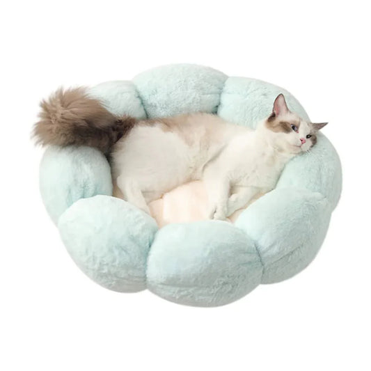 Orthopedic Round Plush Small Dog Cat Bed - Light Green-0